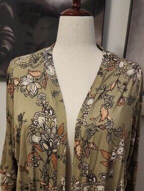 Lane Bryant Olive Floral Trim Cardigan 18/20 NWOT